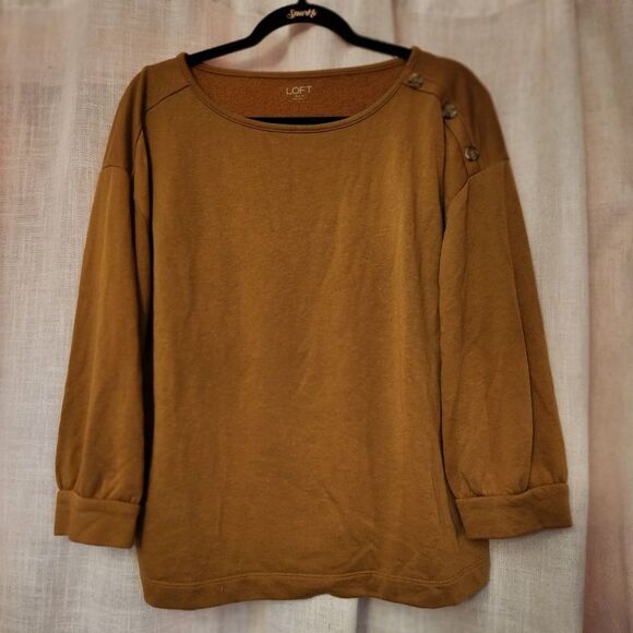 LOFT Brown Button-Detail Top - Picture 1 of 4